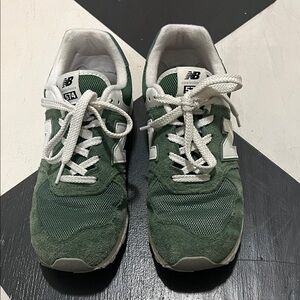 New Balance Forest Green and White Sneakers